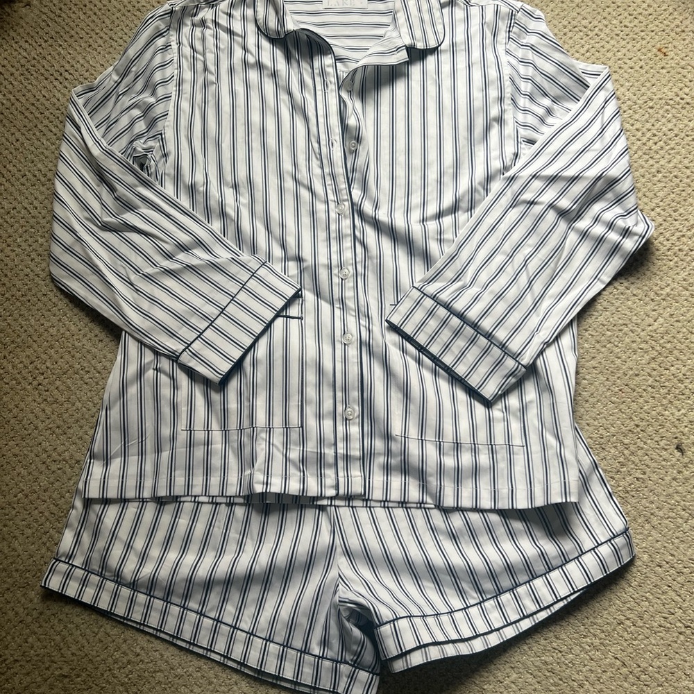 Striped Blue and White Pajama Set